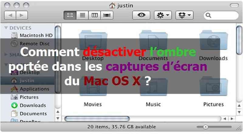 Comment d_sactiver l'ombre port_e dans les captures d'_cran Mac OS X