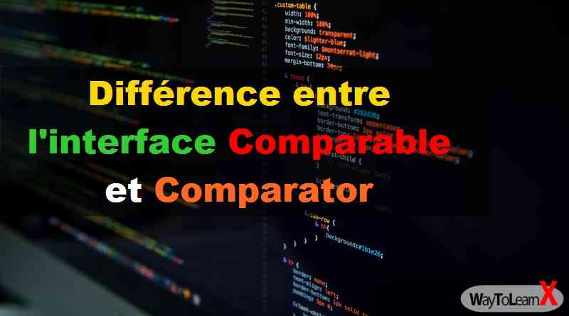 Différence entre l'interface Comparable et Comparator