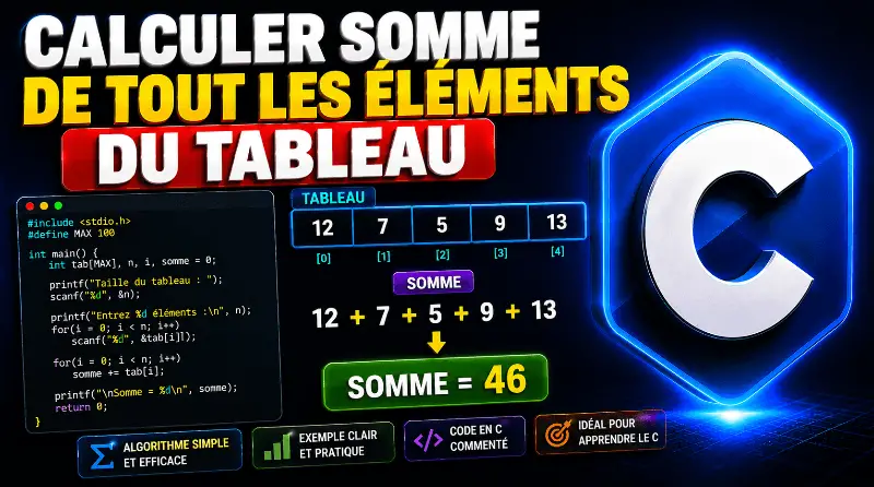 calculer-la-somme-de-tout-les-elements-dun-tableau-en-c