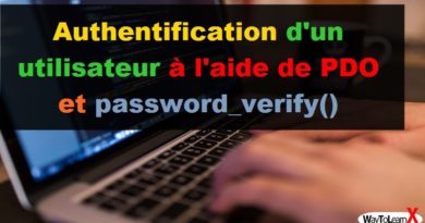 Authentification d'un utilisateur à l'aide de PDO et password_verify()
