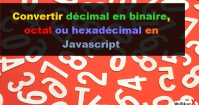 Convertir décimal en binaire, octal ou hexadécimal en Javascript
